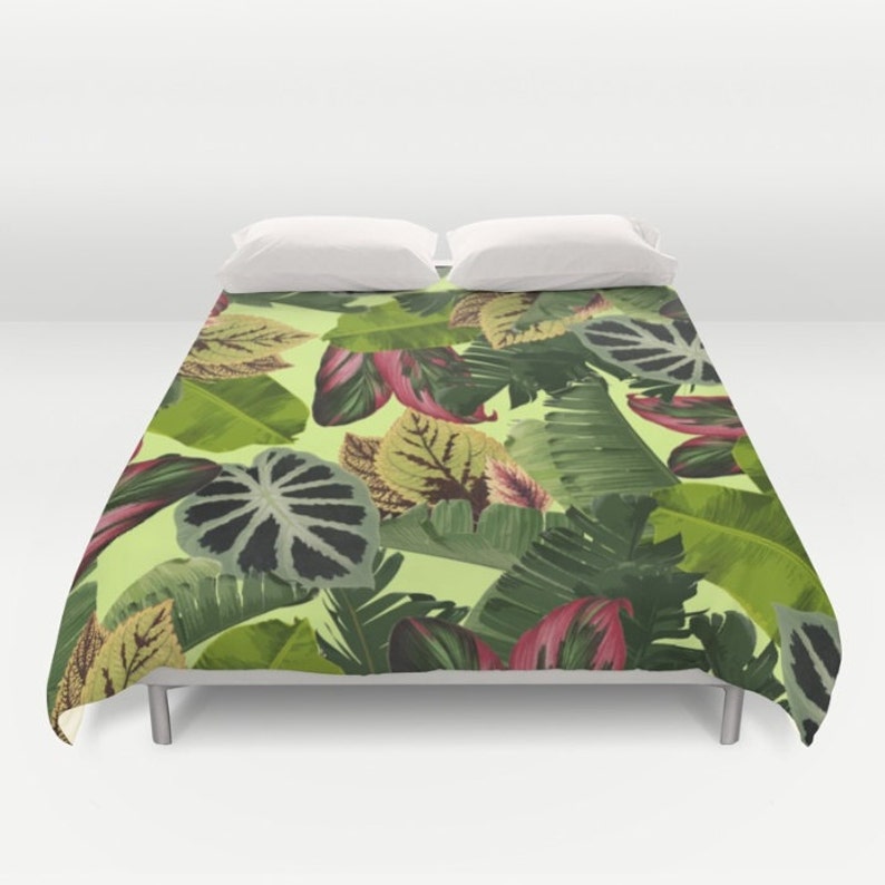 Tropical Duvet Cover Full Queen King Leaf Pattern Image 0 1