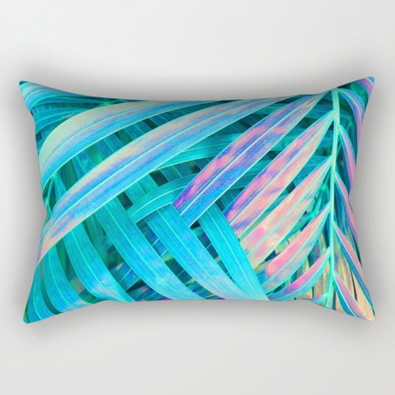 Teal Pillow Tropical Home Decor Blue Tropical Throw Pillow Etsy