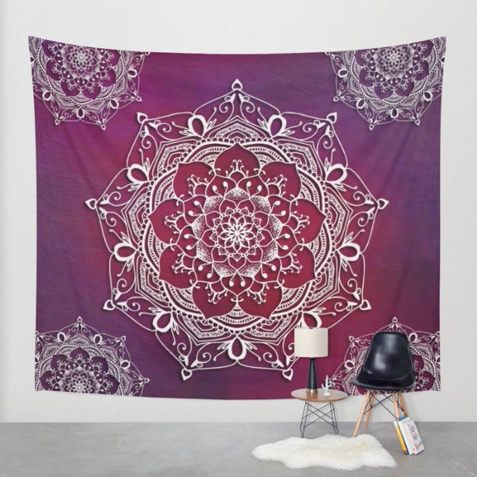 Mandala Tapestry Red Wall Hanging Zen Decor Boho Medallion Etsy