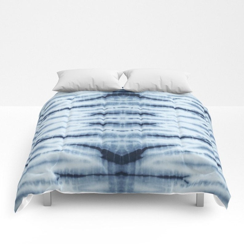 Blue Duvet Cover Full Queen King Shibori Tie Dye Bedding Abstract Bed Indigo Boho Comforter