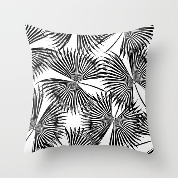 Black & White Decor Cushion Palm Leaf Geometric Palm Leaf Modern Throw Pillow