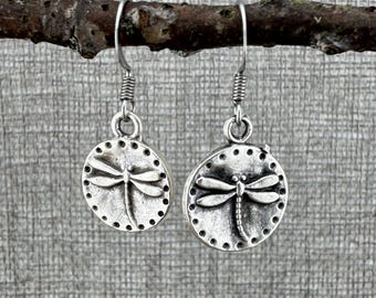 Dainty Dragonfly Earrings: Silver Boho Garden Dangles