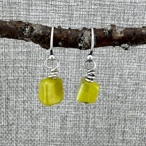 Jade Earrings, Green Earrings, Handcrafted Earrings, Stone Earrings, Birthday Gift, Handcrafted Earrings, Silver Earrings, Gift for Her,