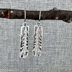 Rustic Pine Tree Earrings: Sterling Silver Nature Dangles