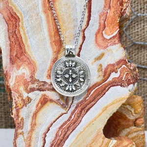 Silver Pendant, Pendant Necklace, Flat Chain, Bohemian jewelry,Bohemian necklace, Gift for Her, Handmade Necklace, Handmade Jewelry,