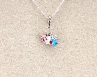 Handmade Sterling Silver Nurse Charm Necklace - 16" Box Chain