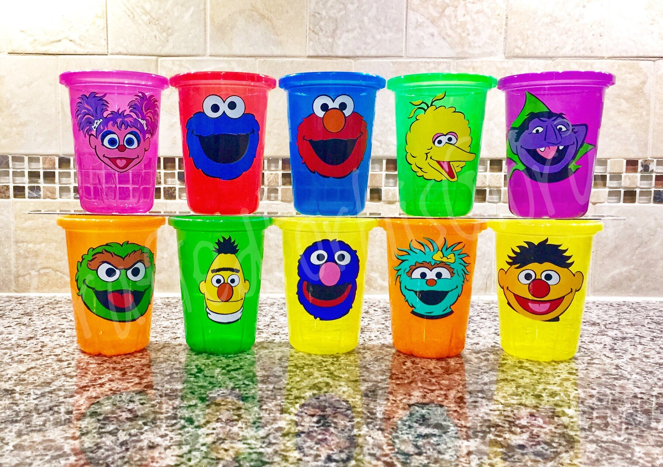 Sesame Street Party Favors Personalized Cups Set of 3 Etsy