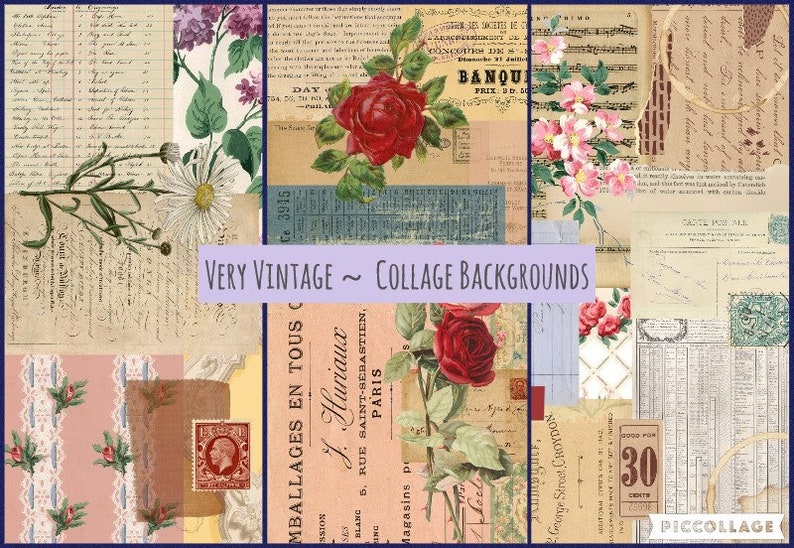 Junk Journal Printable Pages Very Vintage Collage Backgrounds Junk ...