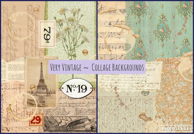 Junk Journal Printable Pages Very Vintage Collage Backgrounds Junk ...