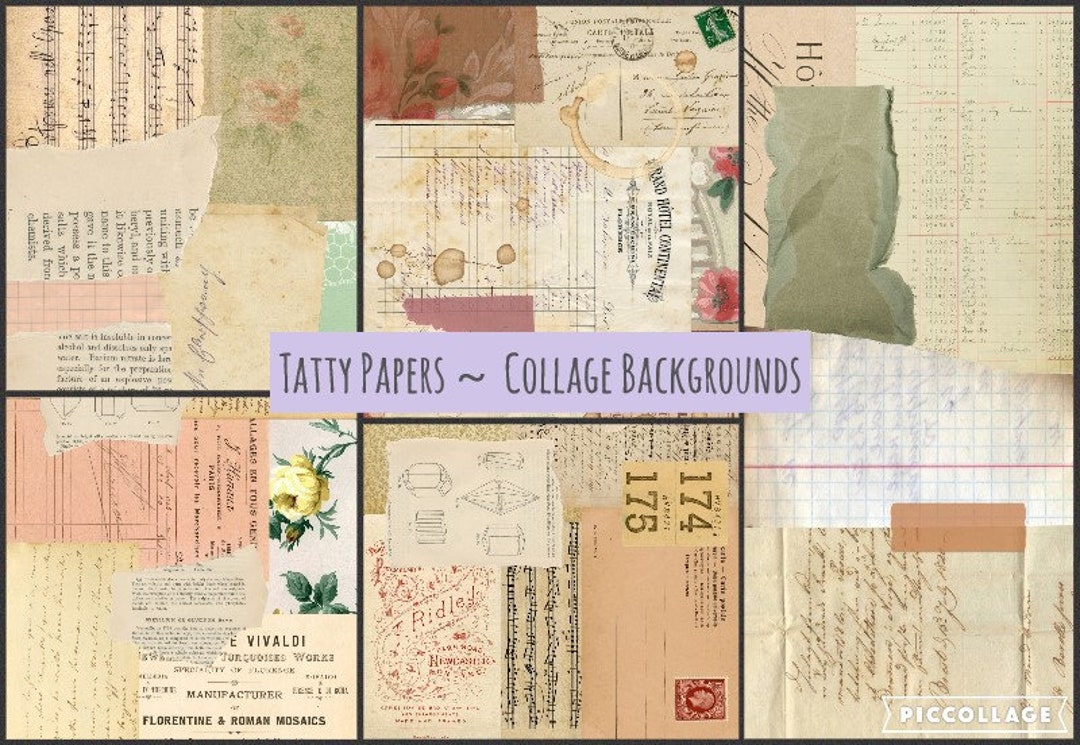 Junk Journal Printable Pages tatty Papers Collage Backgrounds Junk ...