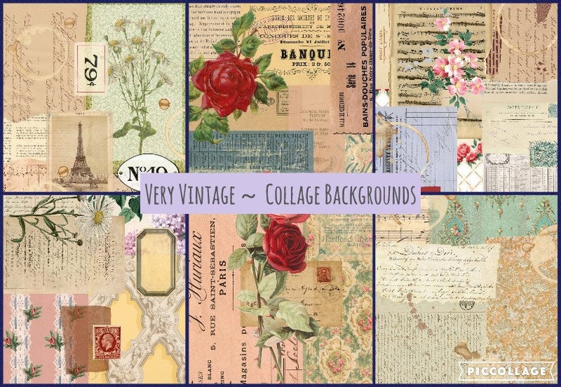 Junk Journal Printable Pages Very Vintage Collage Backgrounds Junk ...