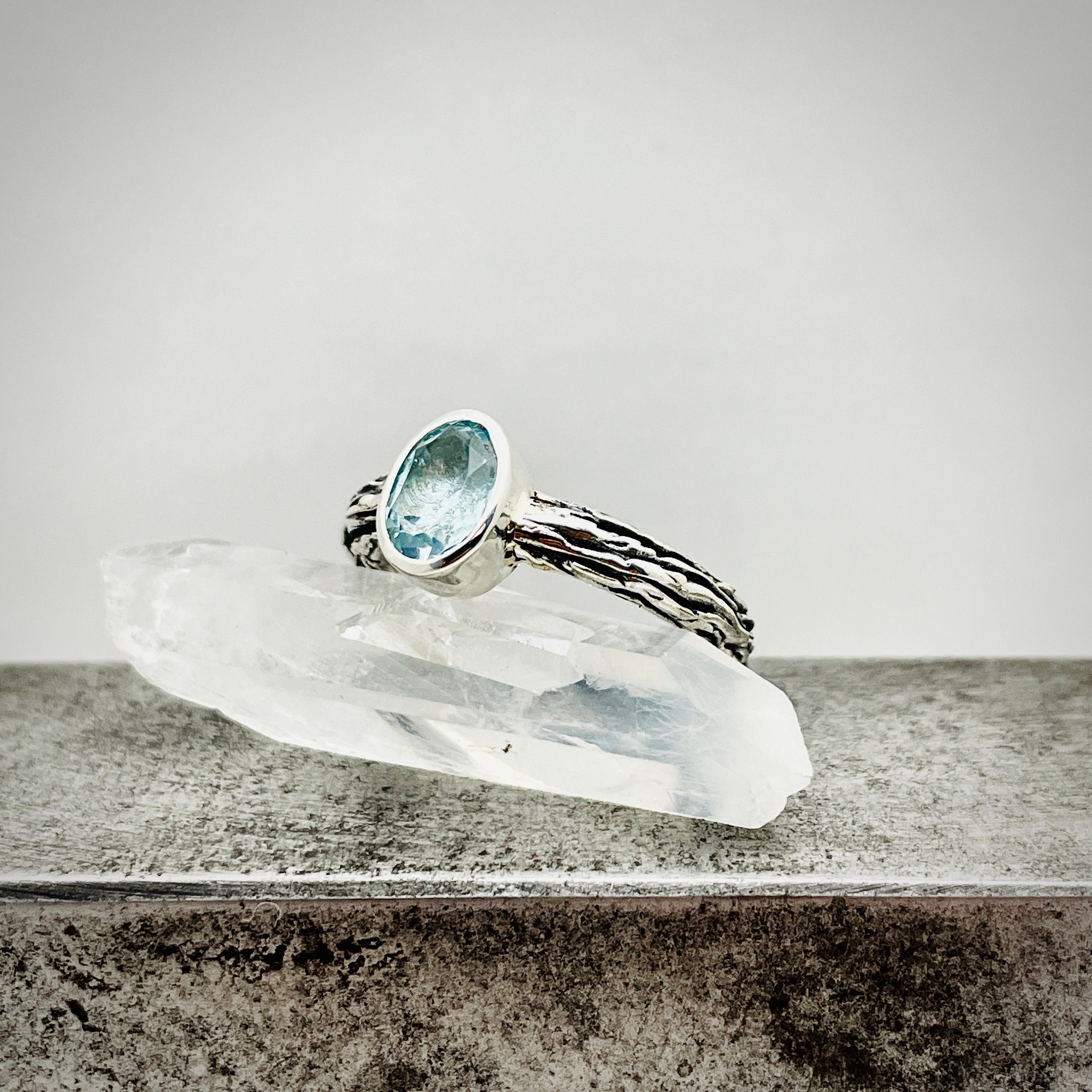 BLUE TOPAZ RING, Amazonas Ring, Simple Silver Ring, Unique Elegant