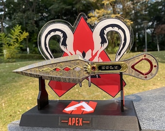 Wraith Heirloom Recolor Kunai Fantastic Damascus Steel Pattern Blade Version And 3D Printed Predator Stand