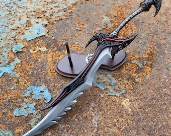 Elder Scroll 5 Skyrim Daedric Sword Metal Miniature Handmade 1/3 Scale Metal Daedric Sword Replica