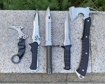 Classical Resident Evil Series Knife In Real Life Metal Leon Krauser Chris Knife Blunt Blade Re9 Leon Axe Replica For Display
