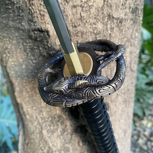 Handgefertigt Drachen Tsuba Katana Skyrim Oblivion Klassische Klinge Schwert Akavir Krieger Katana Für die Sammlung Bild 17