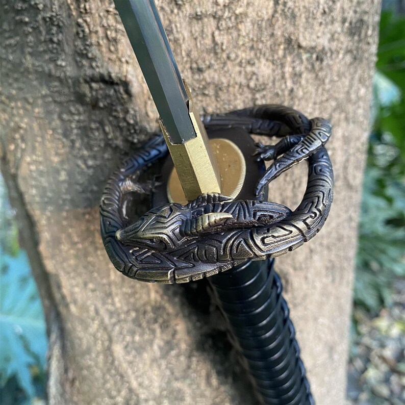 Handgefertigt Drachen Tsuba Katana Skyrim Oblivion Klassische Klinge Schwert Akavir Krieger Katana Für die Sammlung Bild 17