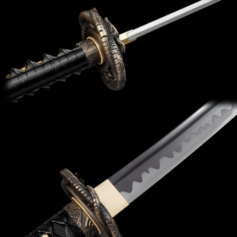 Handgefertigt Drachen Tsuba Katana Skyrim Oblivion Klassische Klinge Schwert Akavir Krieger Katana Für die Sammlung Bild 8
