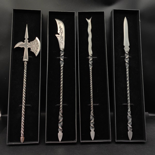 Hand-forged ZhangFei Snake Spear Miniature ZhaoYun Spear Guan Gong Green Dragon Crescent Blade Long-Handle Axe Unboxing Tool 4 In 1 Gift Box