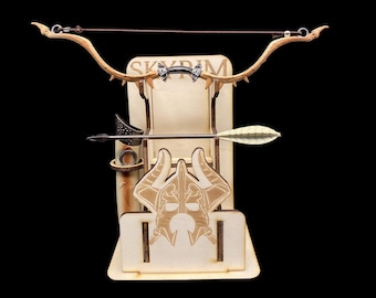 Skyrim Dragon Bone Bow Miniature 1:6 Skyrim Bow Craft Cool Legendary Game Bow With Special Display Rack