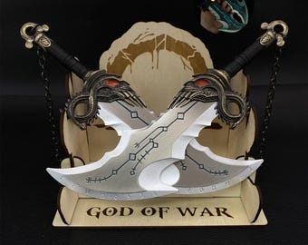 Handmade Chaos Blade 1:3 Scale Norse Blades Game Norse Viking Blades Luminous Metal Replica A Pair 25CM/9.8"