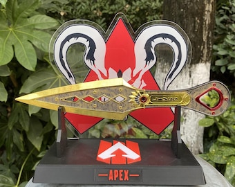Apex Legends Life-Size Wraith Heirloom Recolor Kunai Golden Plated Version And 3D Printed Predator Stand