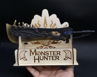 Hand-Painted MHW Giant Jawblade Sword Monster Great Sword Metal Replica Wyvern Jawblade Miniature MHW Cosplay Prop 30CM/11.8" With Stand