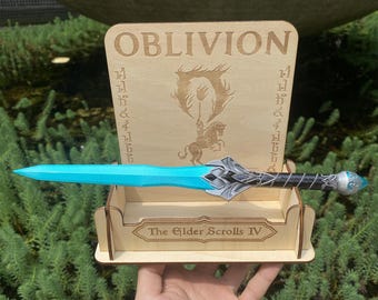 Handmade Oblivion Chillrend Sword Top Rank Oblivion Shortsword Middle Age Sword With Customized Wood Display Stand
