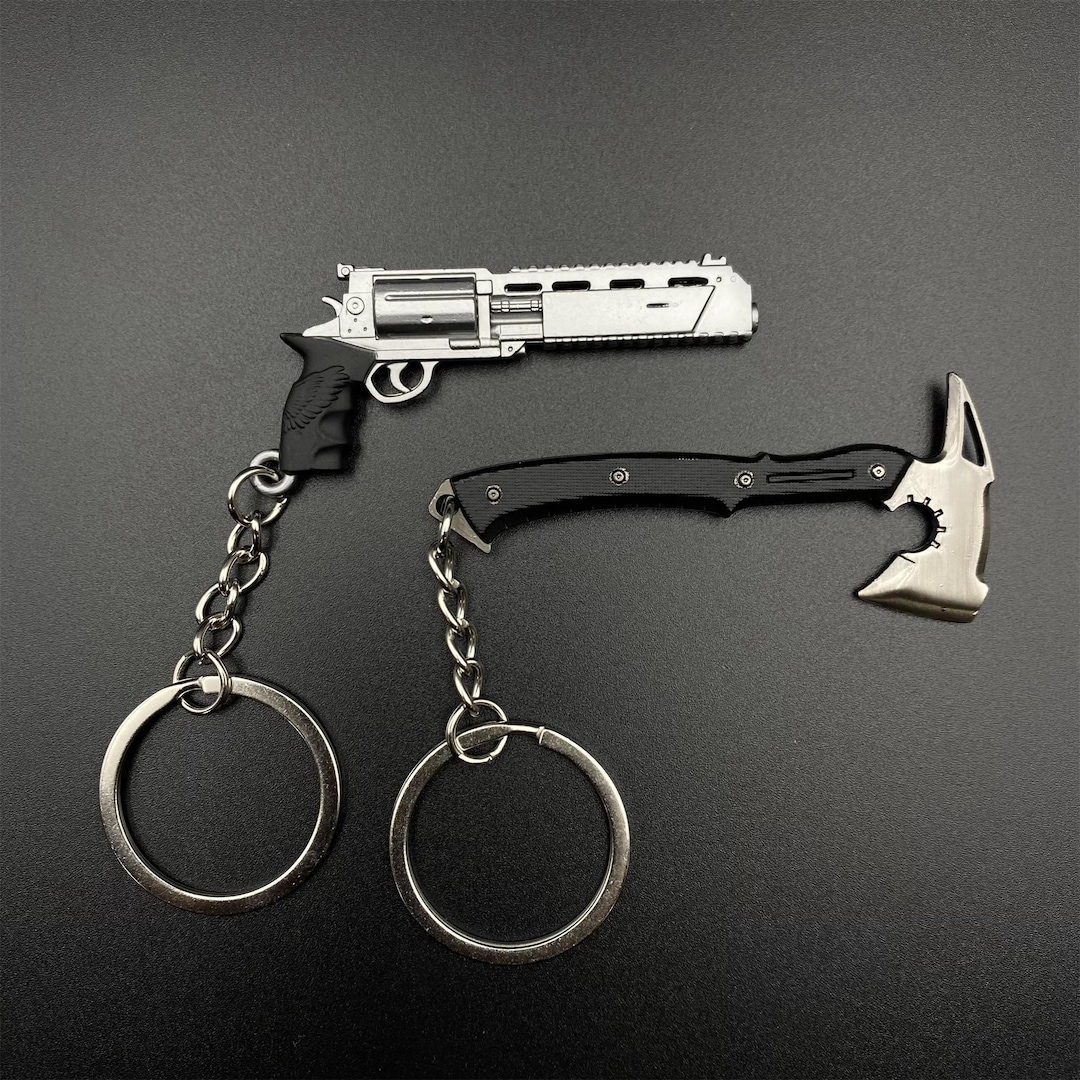 Handmade Resident Evil 9 Leon Axe Pendant Leon Revolver Keychain