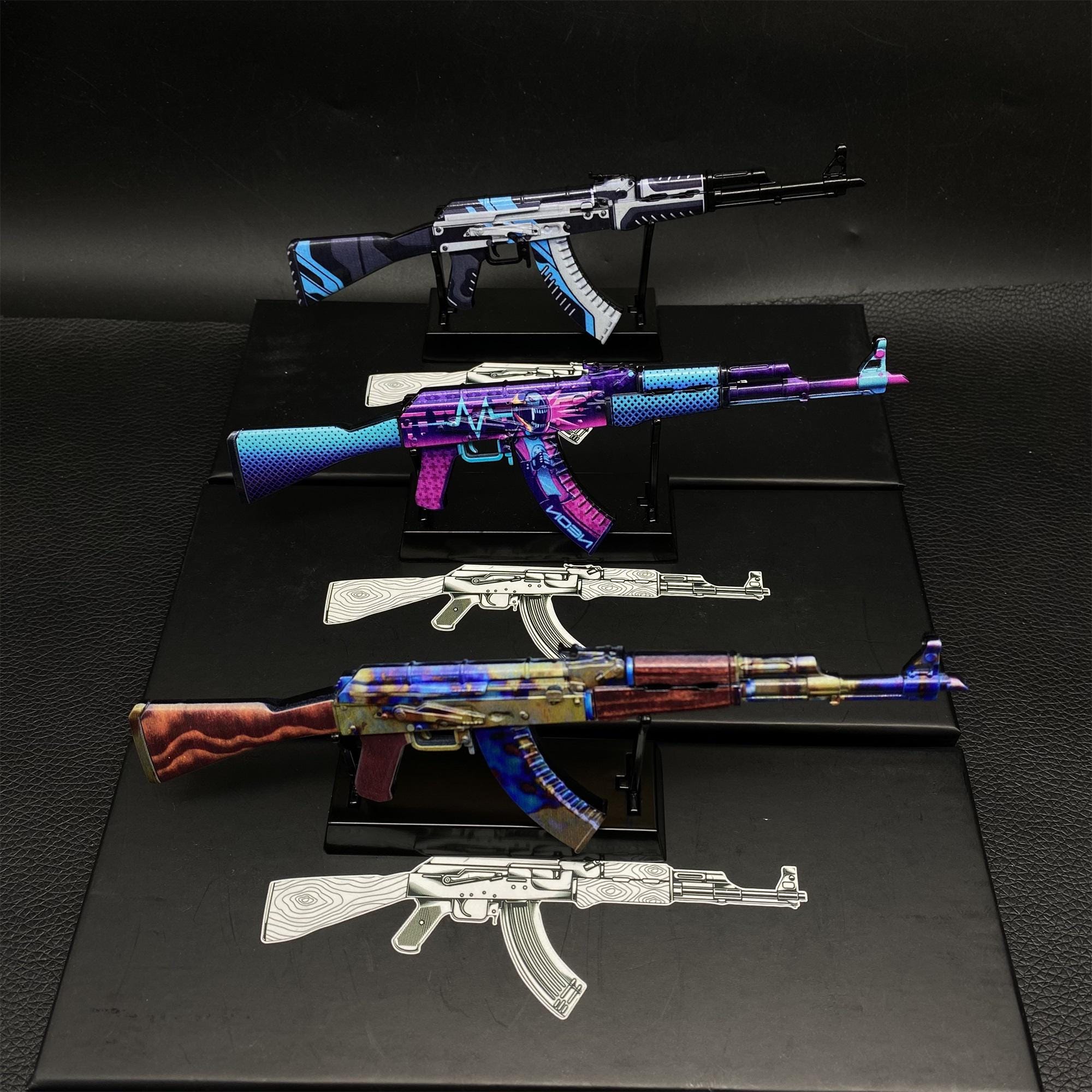 CSGO Game AK47 Neon Rider AK47 Case Hardened Vulcan Skin Model 1/6 ...