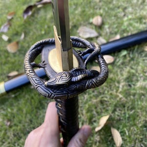 Handgefertigt Drachen Tsuba Katana Skyrim Oblivion Klassische Klinge Schwert Akavir Krieger Katana Für die Sammlung Bild 14