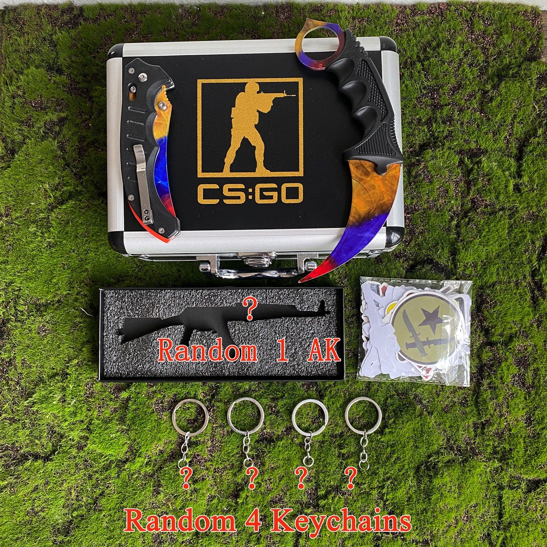 CSGO Gift Box 1/6 AK47 Metal Miniature Marble Fade Skin Karambit ...