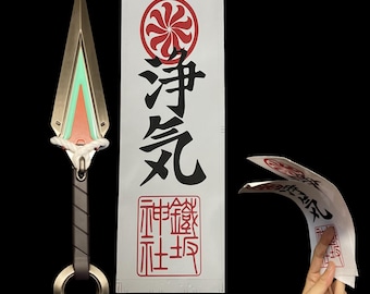 Accessoire Kiriko Kunai en métal : Cosplay OW2 fait main + Stickers Ofuda de guérison