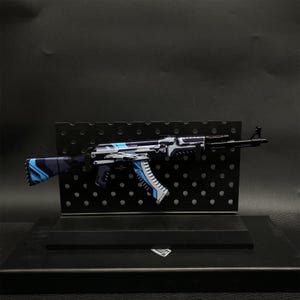 CSGO Game AK47 Neon Rider AK47 Case Geharde Vulcan Skin Model 1/6 Schaalmodel Mini Metal Replica Collection Art Gamer Gift 3-in-1-pack Vulcan&Plastic Stand