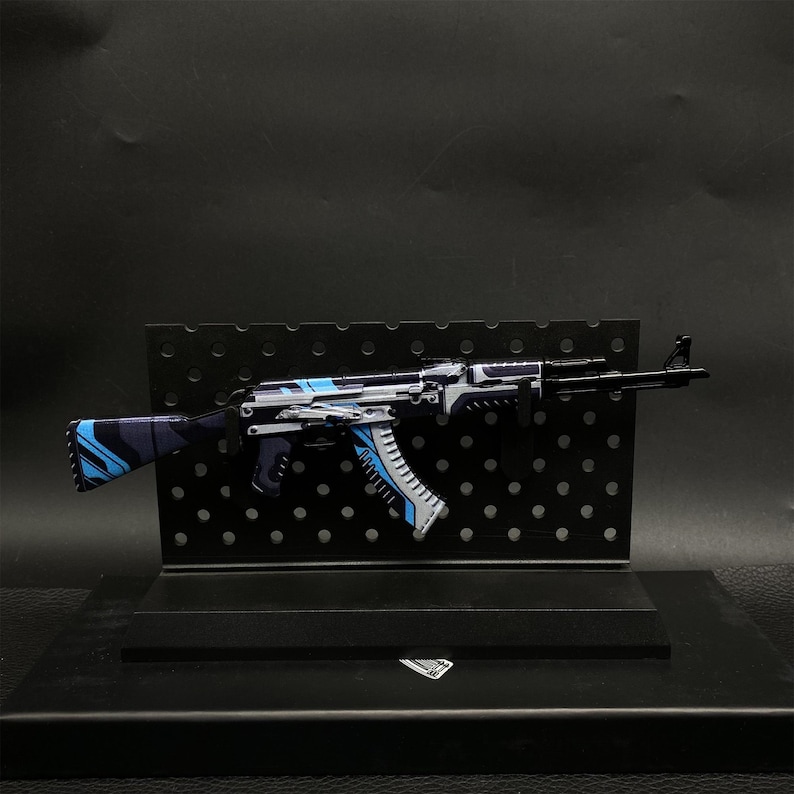 CSGO Game AK47 Neon Rider AK47 Case Geharde Vulcan Skin Model 1/6 Schaalmodel Mini Metal Replica Collection Art Gamer Gift 3-in-1-pack Vulcan&Plastic Stand