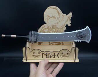 Metal Nier Automata Beastlord Sword 1/6 Miniature 2B Claymore 2B Beastloard Greatsword Beastcurse Sword Replica 30CM/11.8"