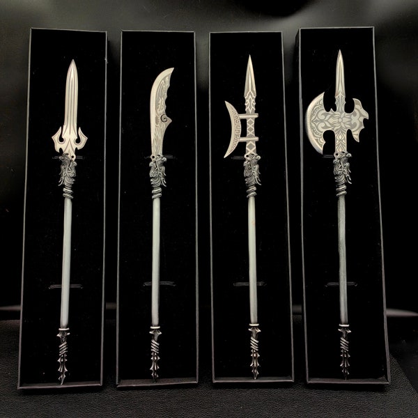 Hand-Forged Steel Green Dragon Halberd Long-Pointed Spear Fallen Flower Ax Wave-Repelling Knife Cold Weapon Collection Unboxing Tool