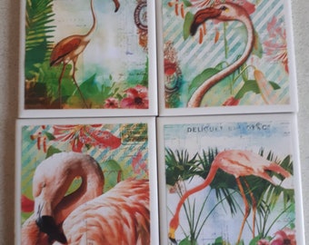 Ceramic Tile - Coasters - Ceramic Tile - Back Splash tiles -  Coasters - Flamingo - Housewarming gift - Australian handcrafted gift