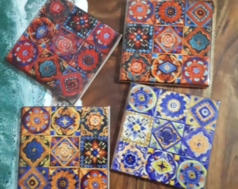 Ceramic Tile Coasters - Ceramic Tile - back splash tiles - Housewarming gift - Australian made - handcrafted gift - morrocan theme