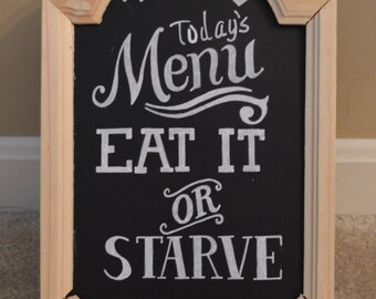 Today's Menu - handpainted chalkboard sign - 8.25" x 12"