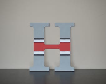 Ohio Room Decor - Personalized letter - hand painted - stripes