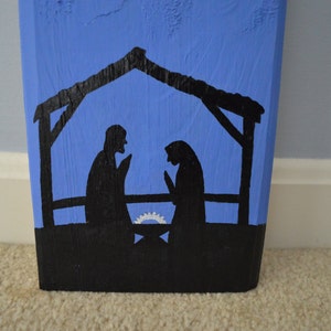 Silent Night, hand painted, manger scene