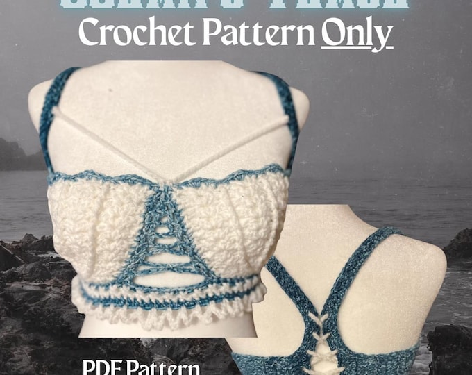 Mermaid Crochet Crop Top Bralette Pattern: No-sew, Shell Bra, Corset Back (PDF Pattern)