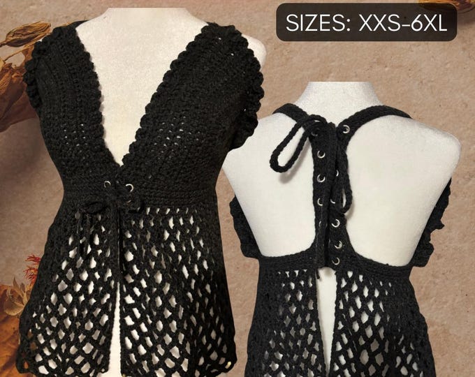 Amesty X Crochet Top Pattern: Corset Back, Adjustable Fit, No-Sew (PDF Download)