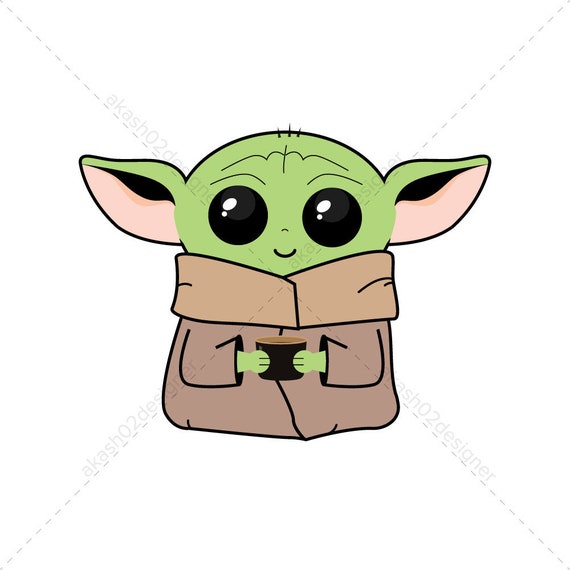 2 Super Cute Baby Yoda Color Svg Png Jpeg Ai Eps Editable Etsy