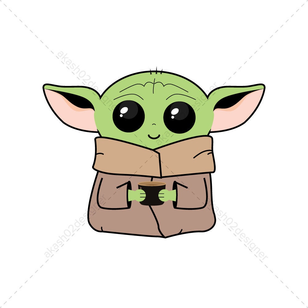 Download 2 Super Cute Baby Yoda Color Svg Png Jpeg Ai Eps Editable Etsy