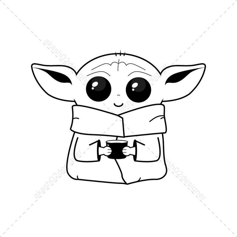 2 Super cute Baby Yoda color svg png jpeg AI EPS editable | Etsy