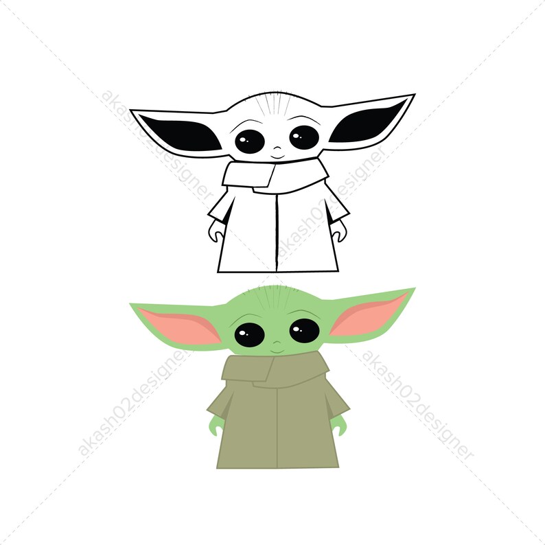 Download Super cute baby Yoda svg png jpeg AI EPS digital file | Etsy