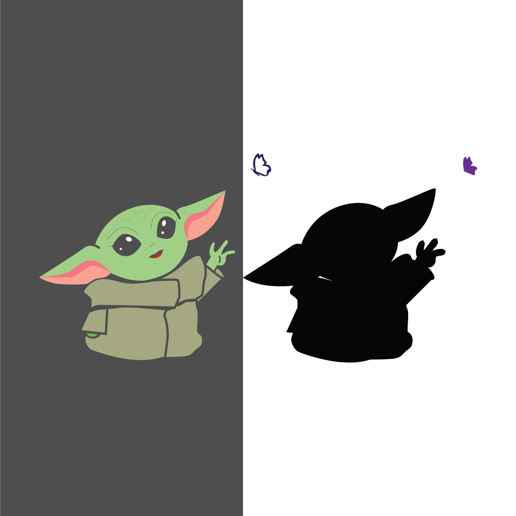 Super cute baby Yoda catching butterfly svg png AI EPS Etsy