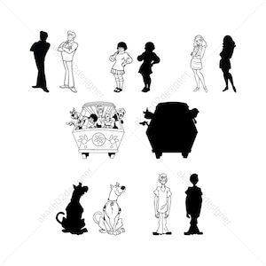 13 Scooby Doo svg pack bundle png AI EPS vector digital file download. Cricut clipart silhouette outline filled shape. Scooby-do svg